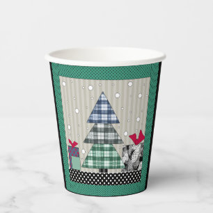 Christmas pattern, applique, new year, christmas  paper cups