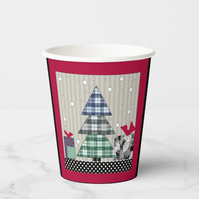 Christmas pattern, applique, new year, christmas   paper cups (Front)