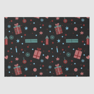 Christmas Pattern Black Tissue Paper