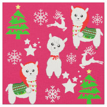 Christmas Pattern Cute Girly Llama Snowflakes Xmas