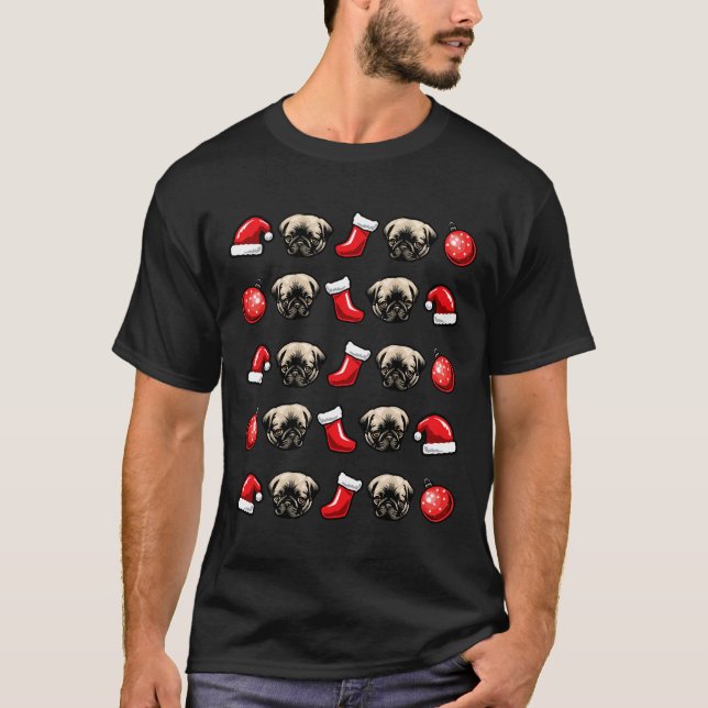 Christmas Pattern Cute Pug Classic  977 T-Shirt (Front)