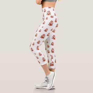 Christmas pattern - Cute red fox seamless pattern Capri Leggings