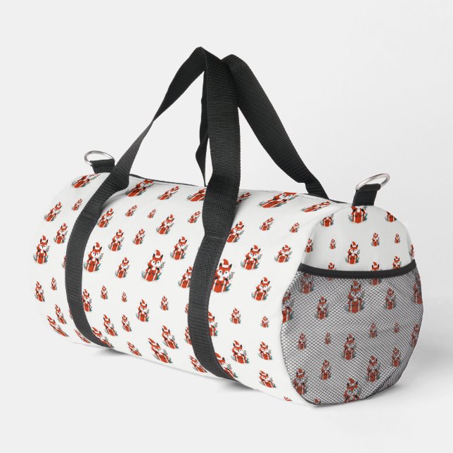 Christmas pattern - Cute red fox seamless pattern Duffle Bag (Right Corner)