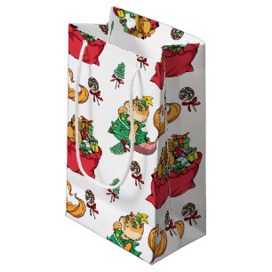 Christmas Pattern Funny Mermaid Cat Small Gift Bag