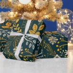 Christmas Pattern gold and white Wrapping Paper<br><div class="desc">Gold and white Christmas foliage seamless pattern.</div>