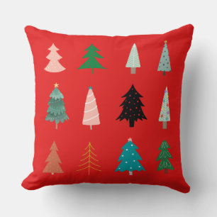 Christmas pattern green blue pink and red classic  cushion