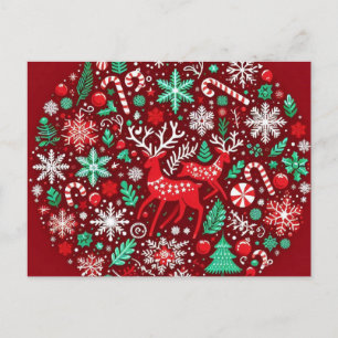 Christmas pattern holiday postcard