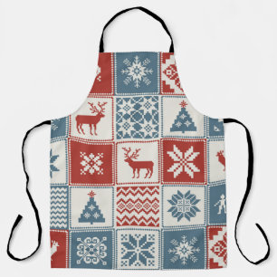 Christmas pattern in patchwork style. Traditional  Apron