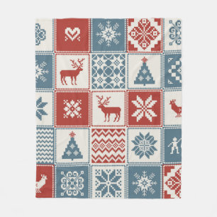 Christmas pattern in patchwork style. Traditional  Fleece Blanket