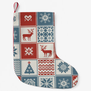 Christmas pattern in patchwork style. Traditional  Small Christmas Stocking