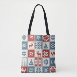 Christmas pattern in patchwork style. Traditional  Tote Bag