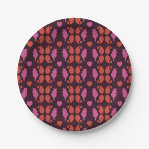 Christmas pattern in red and pink paper plate
