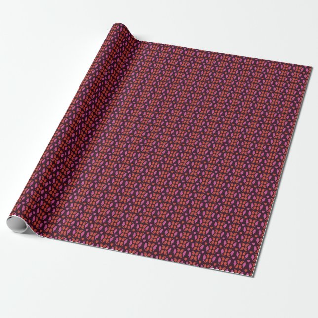 Christmas pattern in red and pink wrapping paper (Unrolled)