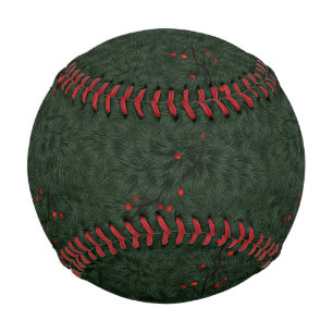 Christmas Pattern Pine Needles and Red Berries Baseball