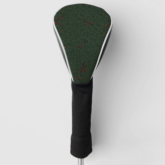 Christmas Pattern Pine Needles and Red Berries Golf Head Cover (Front)
