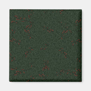 Christmas Pattern Pine Needles and Red Berries Magnet