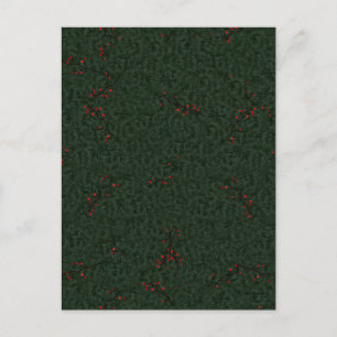 Christmas Pattern Pine Needles and Red Berries Postcard
