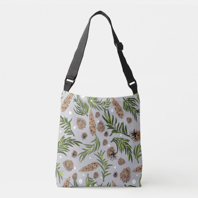 Christmas Pattern, Pine Snow 10 Crossbody Bag (Front)