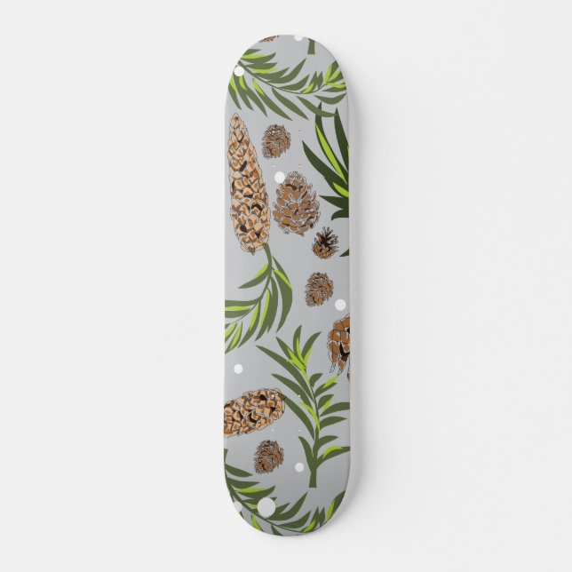 Christmas Pattern, Pine Snow 10 Skateboard (Front)
