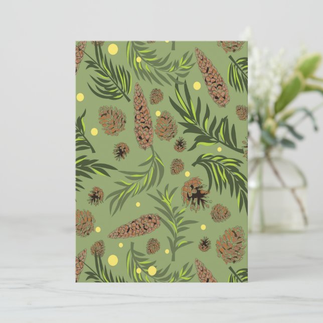 Christmas Pattern, Pine Snow 11 Thank You Card (Standing Front)