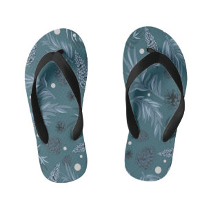 Christmas Pattern, Pine Snow 12 Kid's Jandals