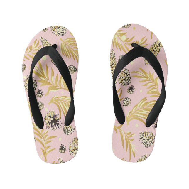 Christmas Pattern, Pine Snow 4 Kid's Jandals (Footbed)