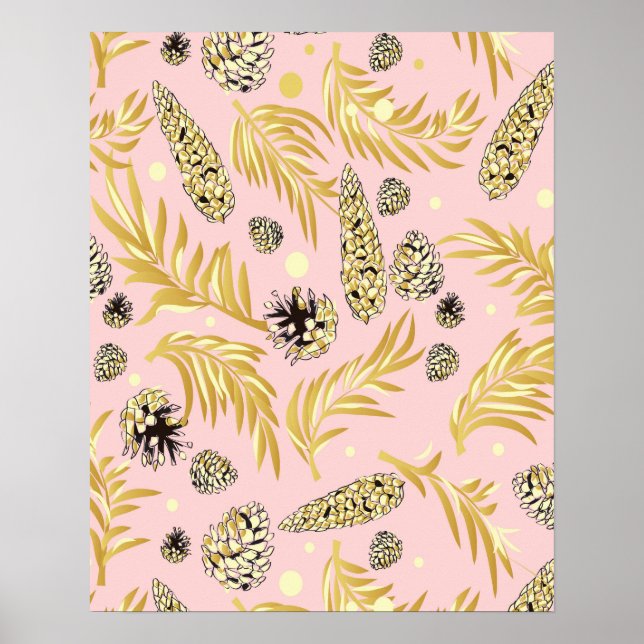 Christmas Pattern, Pine Snow 4 Poster (Front)