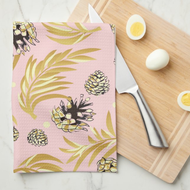 Christmas Pattern, Pine Snow 4 Tea Towel (Quarter Fold)