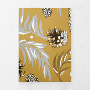 Christmas Pattern, Pine Snow 6 Tri-Fold Holiday Card