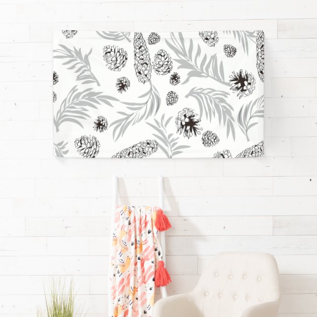 Christmas Pattern, Pine Snow 7 Banner (Insitu)