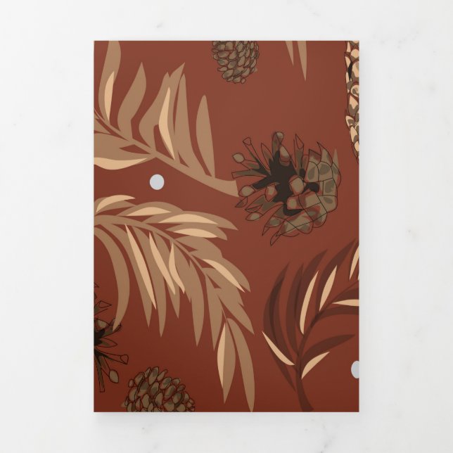 Christmas Pattern, Pine Snow 8 Tri-Fold Holiday Card (Cover)