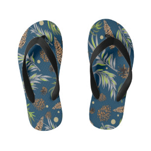 Christmas Pattern, Pine Snow 9 Kid's Jandals