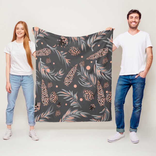 Christmas Pattern, Pine Snow Fleece Blanket (In Situ)