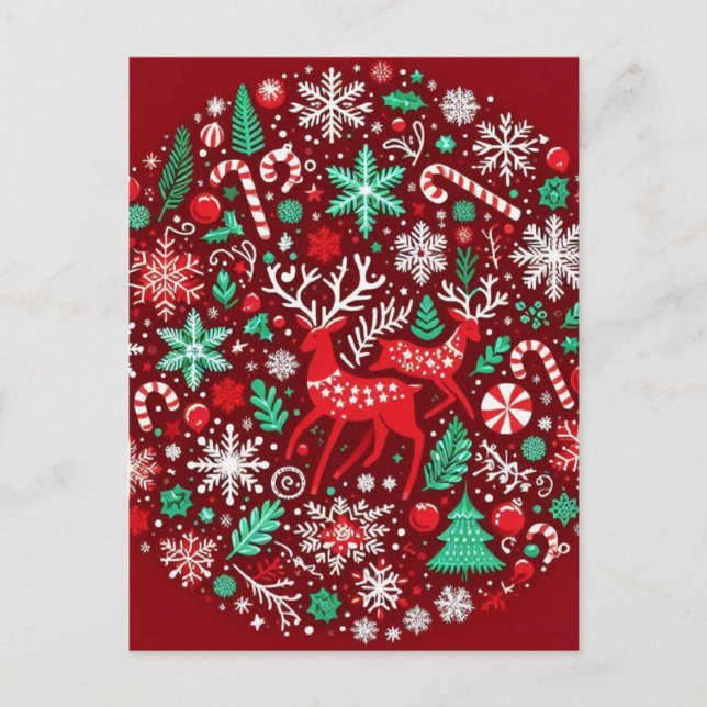 Christmas pattern postcard (Front)