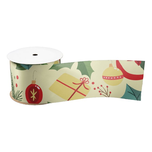 Christmas Pattern Satin Ribbon (Spool)
