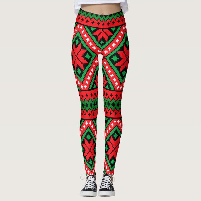 Christmas Pattern Snowflake Leggings (Front)