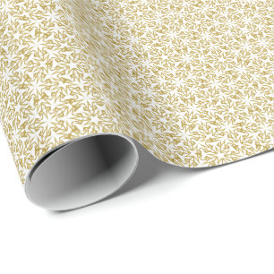 Christmas Pattern Snowflakes Gold Wrapping Paper