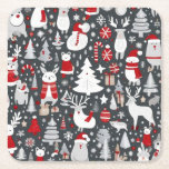 Christmas pattern snowman santa trees grey decor square paper coaster<br><div class="desc">Christmas decor snowman Christmas trees Christmas ornaments lovely snowmen lovely cute Christmas pattern looks great for the holiday season for gifting and and room decor. Great on gift wrapping paper gift boxes gift wrapping sheets. Lovely design for home decor ornaments Christmas tree decor cute design for anything you need about...</div>