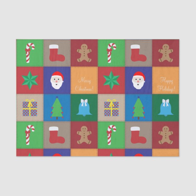 Christmas Pattern Tissue Paper - Colourful (Front)