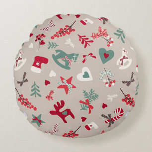 Christmas Pattern Tree Sparkle Round Cushion