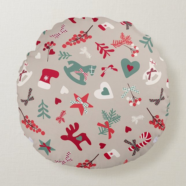 Christmas Pattern Tree Sparkle Round Cushion (Front)