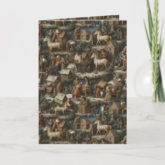 Christmas Pattern Vintage Art Holiday Card