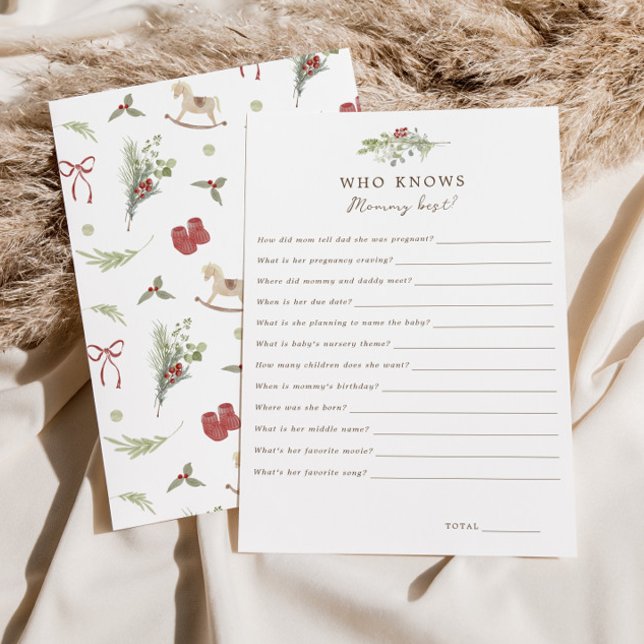 Christmas Pattern Who Knows Mummy Best Game Card (Creator Uploaded)