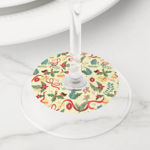 Christmas Pattern Wine Glass Tag