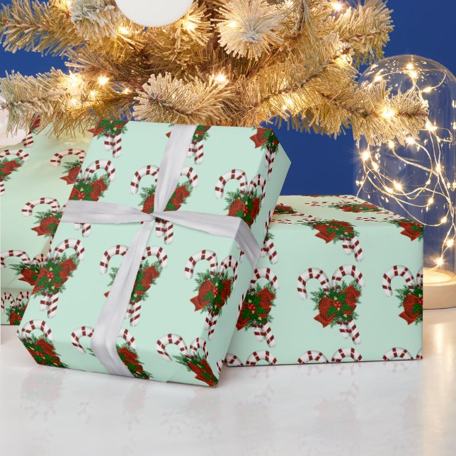 Christmas Pattern with Candy Canes   Wrapping Paper (Holidays)