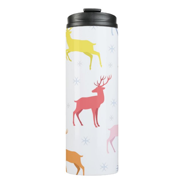Christmas pattern with deersreindeer,deer,pattern, thermal tumbler (Front)