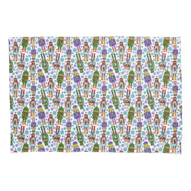 Christmas Pattern With Nutcracker And Snowflakes Pillowcase (Front-Left)