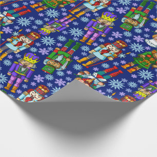 Christmas Pattern With Nutcracker And Snowflakes Wrapping Paper