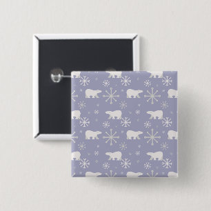 Christmas pattern with polar bears and snowflakes 15 cm square badge
