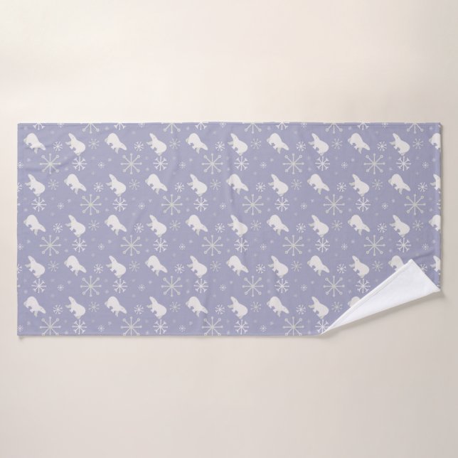 Christmas pattern with polar bears and snowflakes bath towel (Bath Towel)